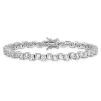 Sterling Silver Rhodium-plated Polished 4mm CZ Bracelet