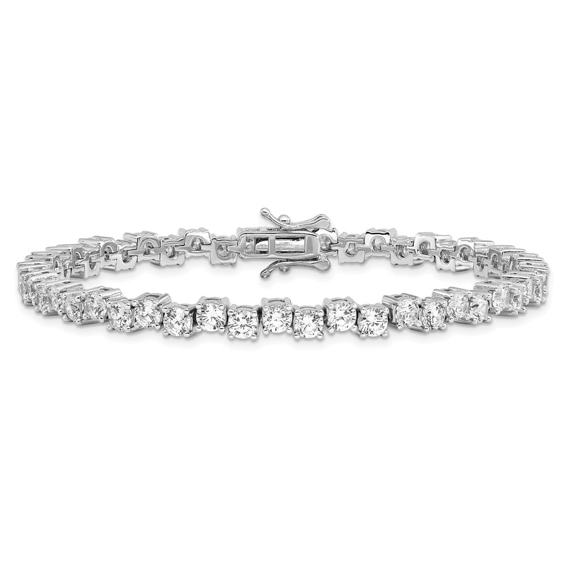 Sterling Silver Rhodium-plated Polished 4mm CZ Bracelet