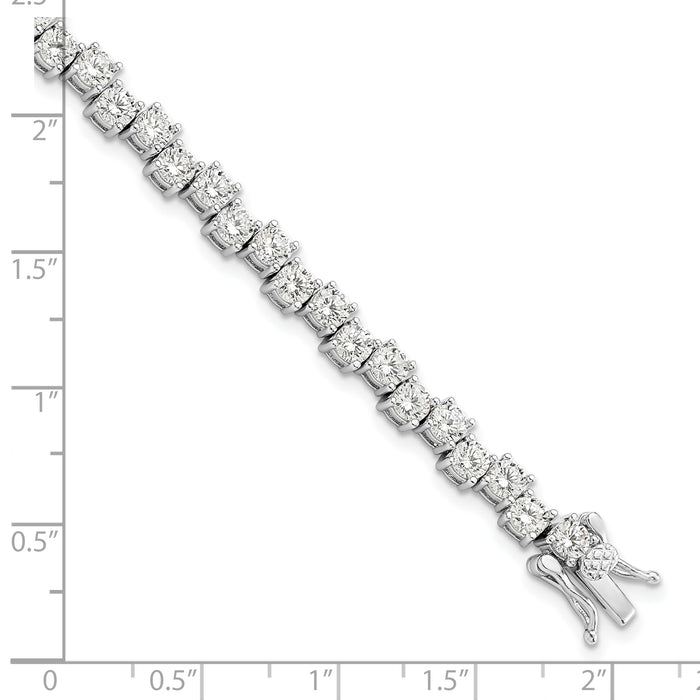 Sterling Silver Rhodium-plated Polished 4mm CZ Bracelet