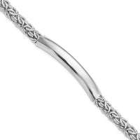 Sterling Silver Mens Rhodium-plated Polished Byzantine ID Bracelet