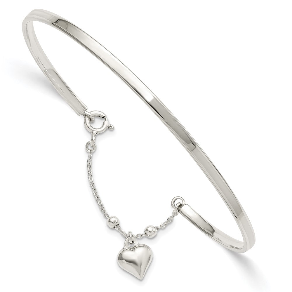 Sterling Silver Puffed Heart Bangle Anklet