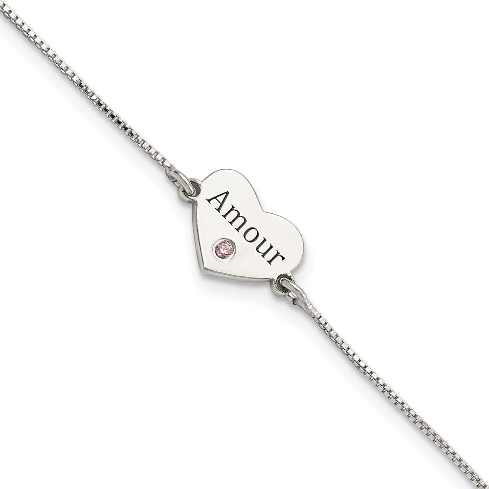 Sterling Silver CZ Amour Heart Bracelet