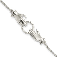 Sterling Silver Polished Hands Holding Ring Bracelet