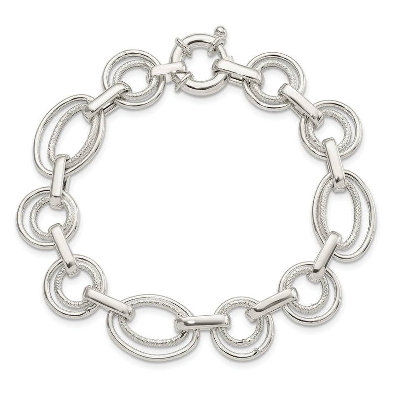 Sterling Silver Polished Fancy Link Bracelet