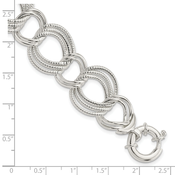 Sterling Silver Polished Fancy Link Bracelet