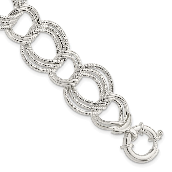 Sterling Silver Polished Fancy Link Bracelet