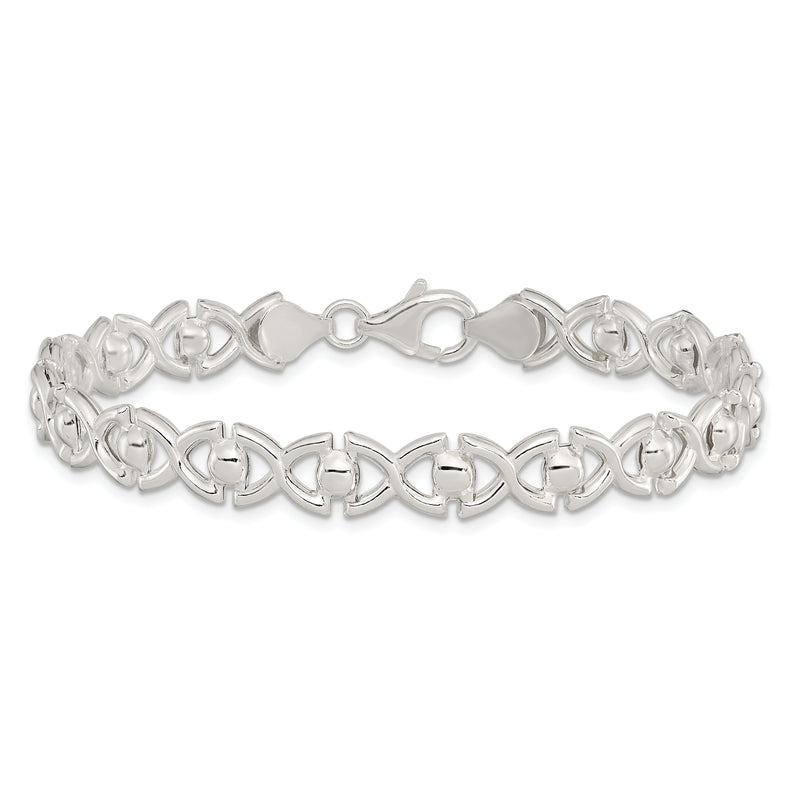 Sterling Silver Polished Fancy Link Bracelet