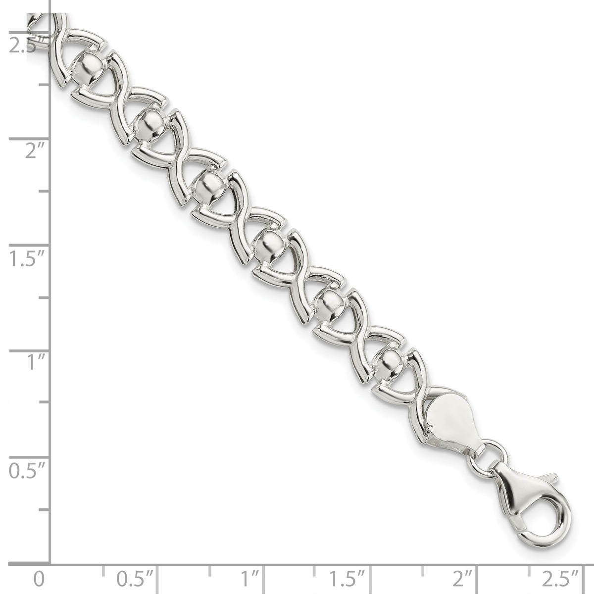 Sterling Silver Polished Fancy Link Bracelet