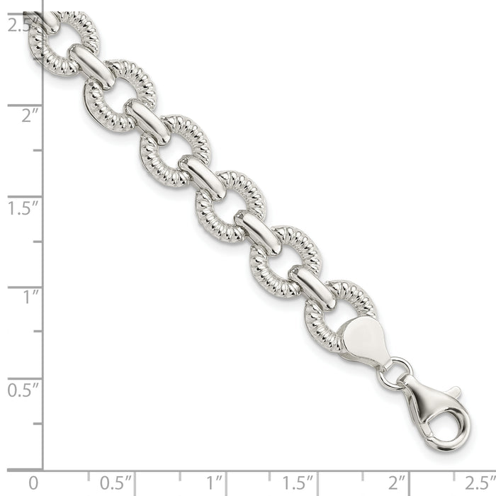 Sterling Silver Polished Fancy Link Bracelet