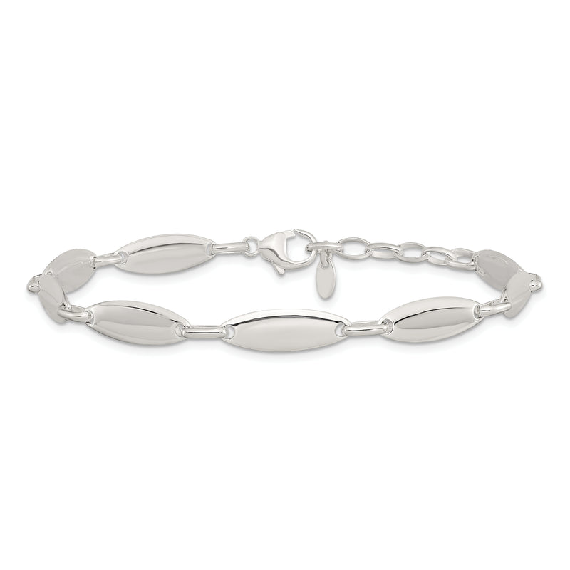 Sterling Silver Polished Link w/ 1 in ext. Bracelet