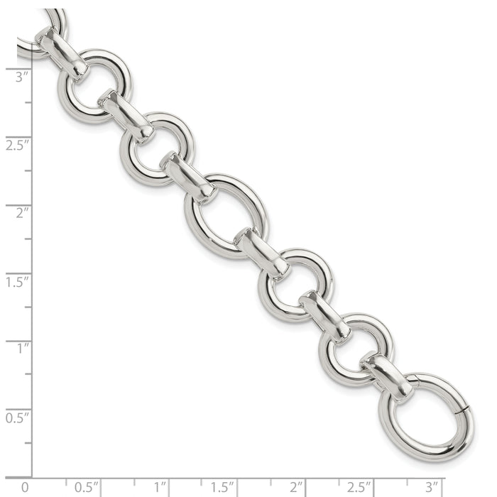 Sterling Silver Polished Fancy Link Bracelet