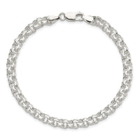 Sterling Silver Polished 5mm Triple Link Charm Bracelet