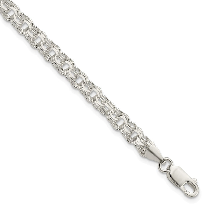 Sterling Silver Polished 5mm Triple Link Charm Bracelet