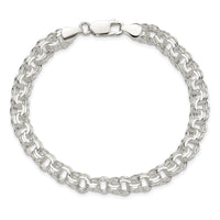 Sterling Silver Polished 7mm Triple Link Charm Bracelet