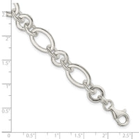 Sterling Silver Fancy Oval and Round Link Bracelet