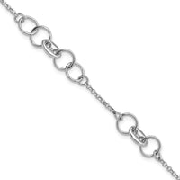 Sterling Silver Rhodium-plated Fancy Circles w/.5 in Ext Bracelet