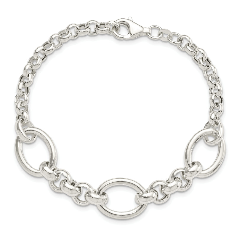 Sterling Silver Polished Fancy Link Bracelet