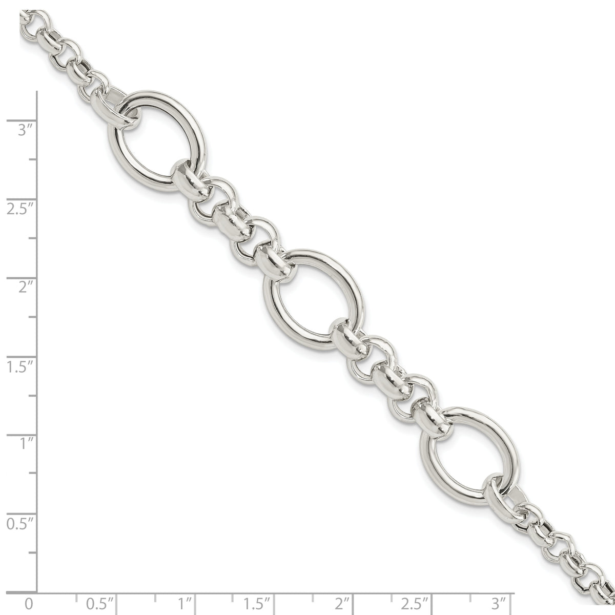 Sterling Silver Polished Fancy Link Bracelet