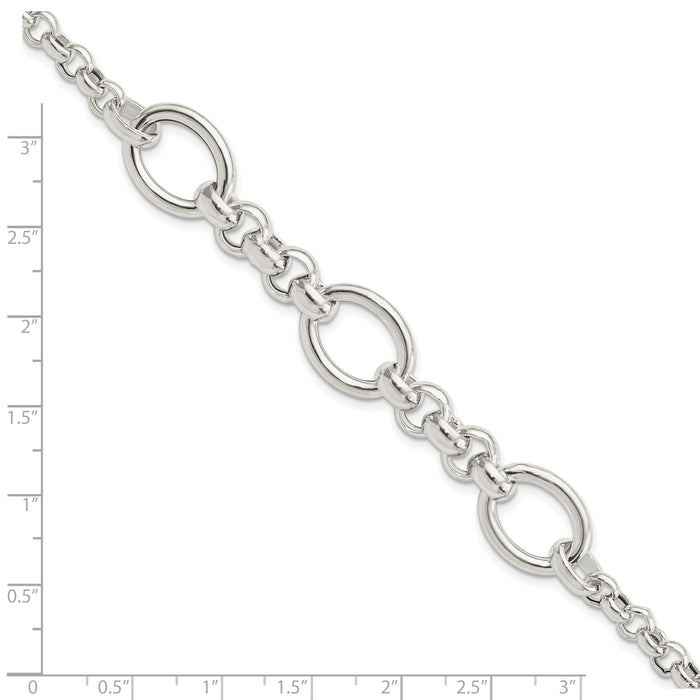 Sterling Silver Polished Fancy Link Bracelet