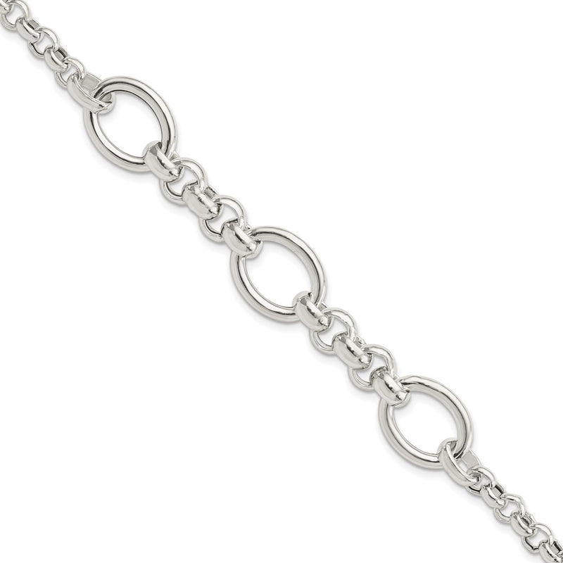 Sterling Silver Polished Fancy Link Bracelet