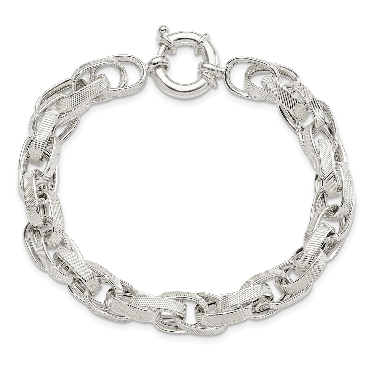 Sterling Silver Polished Fancy Link Bracelet