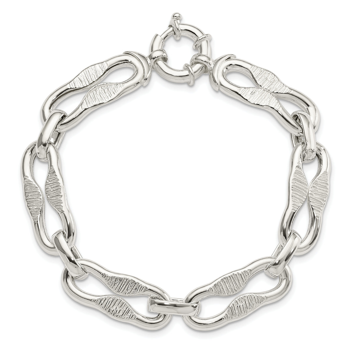 Sterling Silver Polished Fancy Link Bracelet