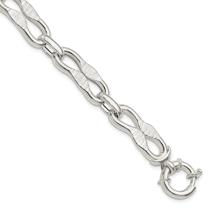 Sterling Silver Polished Fancy Link Bracelet