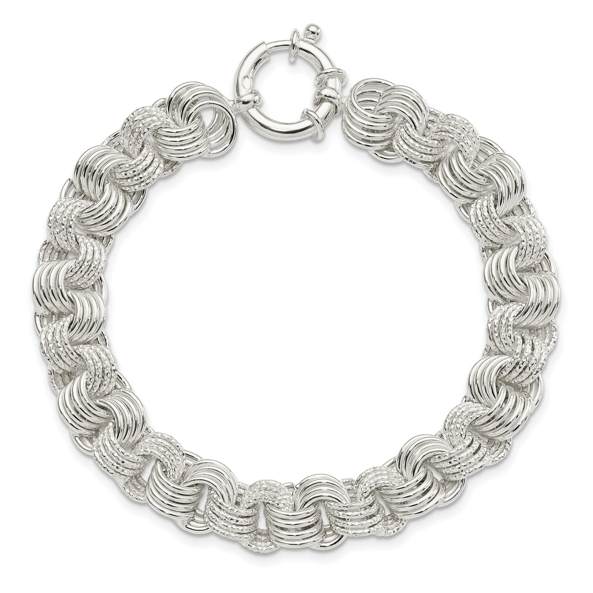 Sterling Silver Polished Fancy Link Bracelet