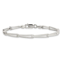 Sterling Silver Polished & Textured Tapered Link Bracelet