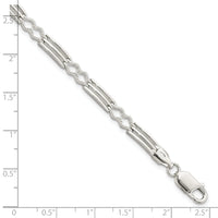 Sterling Silver Polished & Textured Fancy Link Bracelet