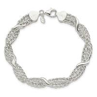 Sterling Silver Fancy Twisted Double Chain Bracelet