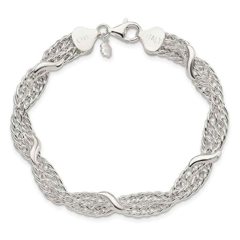 Sterling Silver Fancy Twisted Double Chain Bracelet