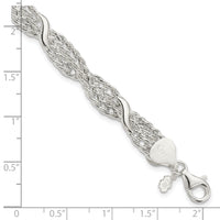 Sterling Silver Fancy Twisted Double Chain Bracelet