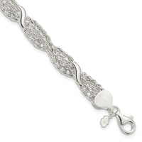 Sterling Silver Fancy Twisted Double Chain Bracelet