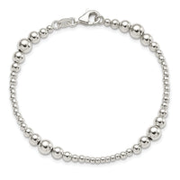 Sterling Silver Round Graduated Beaded Bracelet