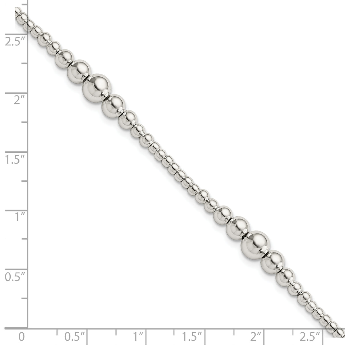 Sterling Silver Round Graduated Beaded Bracelet