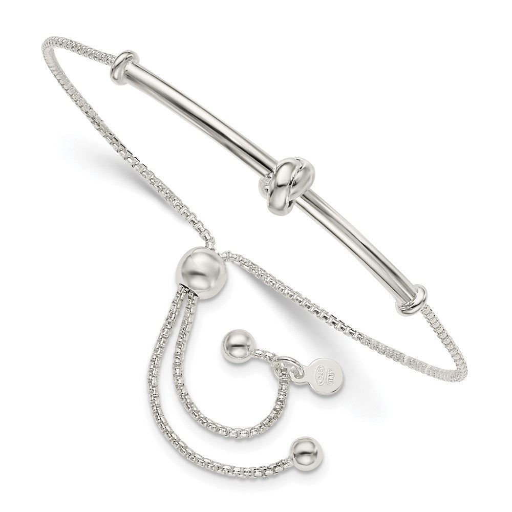 Sterling Silver Bar with Knot Adjustable Bolo Bracelet