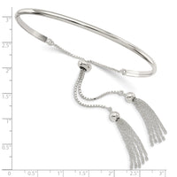 Sterling Silver Polished w/tassels Adjustable Bangle