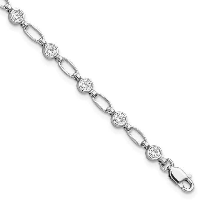 Sterling Silver Rhodium-plated Polished CZ Bracelet