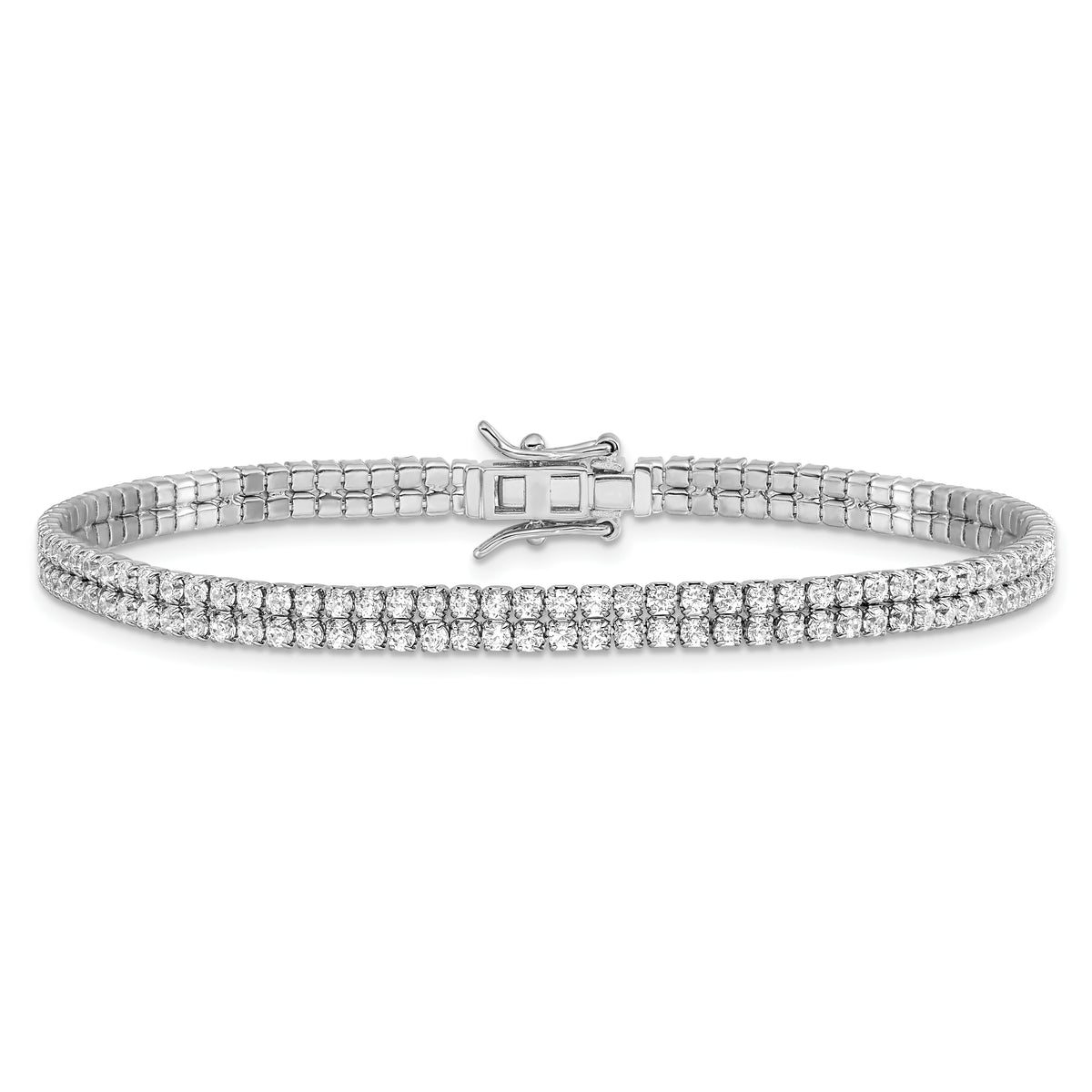 Sterling Silver Rhodium-plated 2-Row CZ Tennis Bracelet