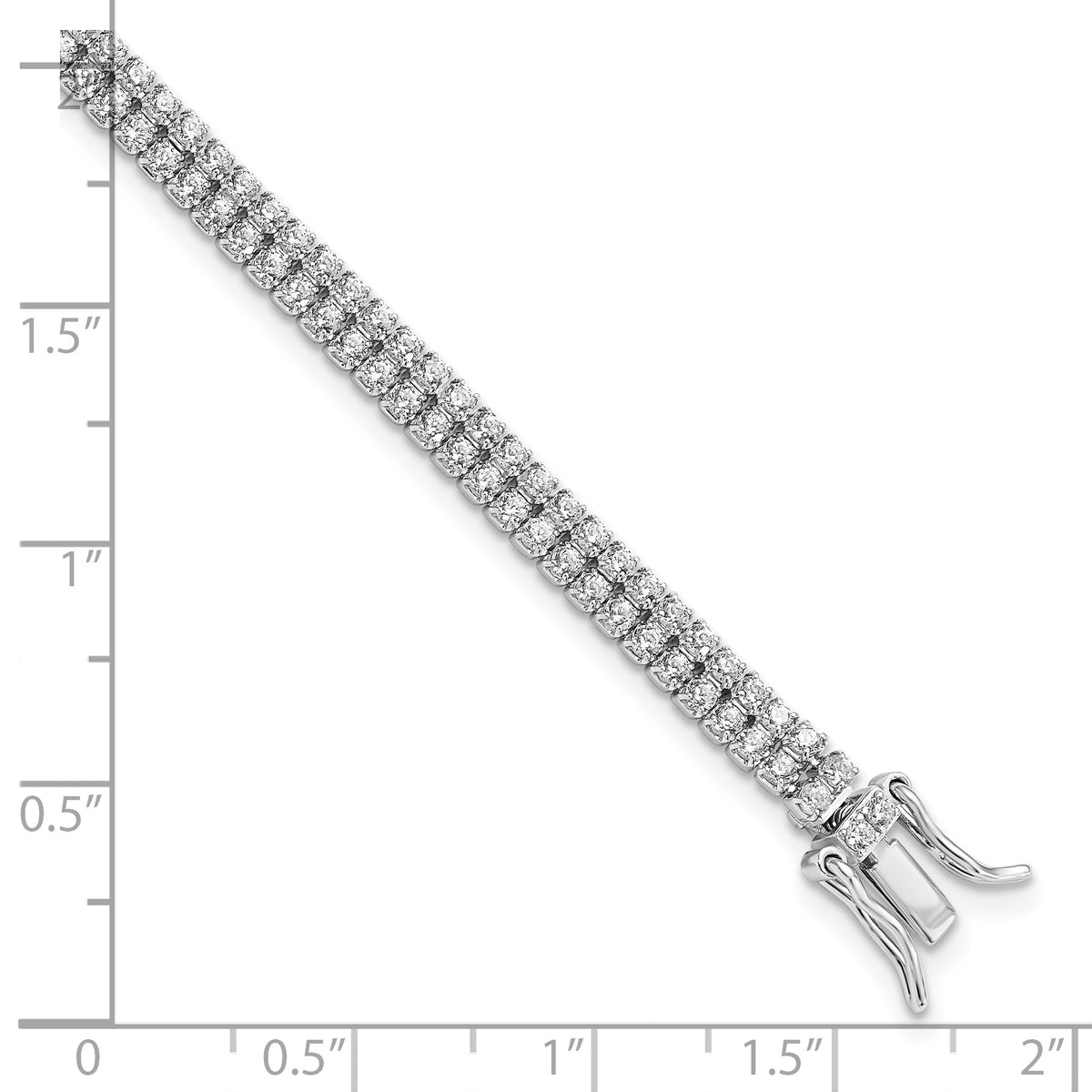 Sterling Silver Rhodium-plated 2-Row CZ Tennis Bracelet