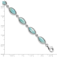 Sterling Silver Rhodium-plated Polished Marquise Shape Larimar Bracelet