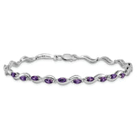 Sterling Silver Rhodium plated Purple CZ Bracelet