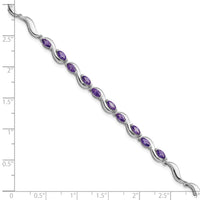 Sterling Silver Rhodium plated Purple CZ Bracelet