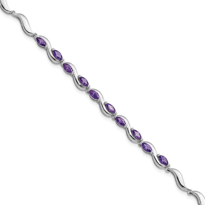 Sterling Silver Rhodium plated Purple CZ Bracelet