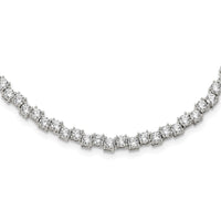 Sterling Silver Rhodium-plated Polished 4mm CZ Necklace