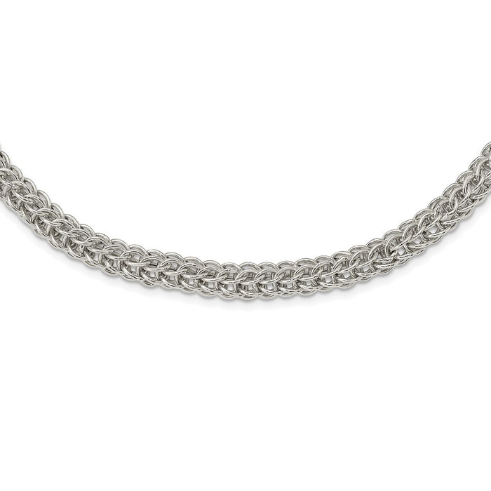 Sterling Silver Polished Fancy Circle Link 18.5in Necklace