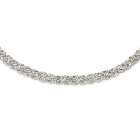 Sterling Silver Polished 9.3mm Flat Byzantine 17in Chain