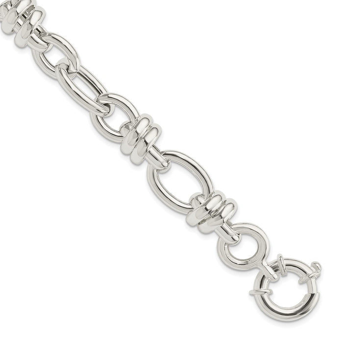 Sterling Silver Polished Fancy Link Bracelet