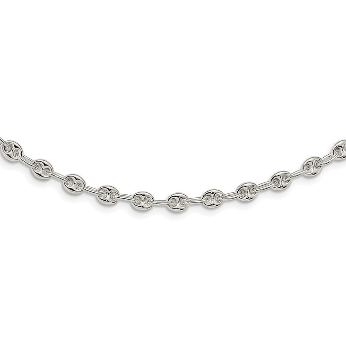 Sterling Silver Polished Fancy Link Necklace